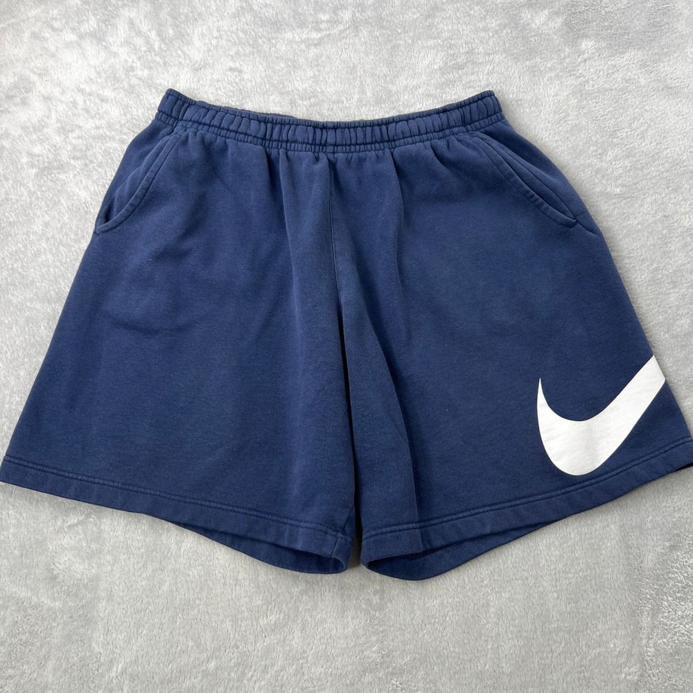 Nike Swoosh Fleece Graphic Shorts XL Navy Blue Men Athletic Gym Sportswear